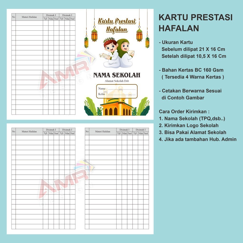 

Cetak Kartu Prestasi Costum, Kartu Prestasi Iqro', Kartu Prestasi Al-Qur'an, Kartu Prestasi Hafalan Juz 'Amma, Kartu Prestasi Hafalan, Kartu Prestasi Bacalah Murah