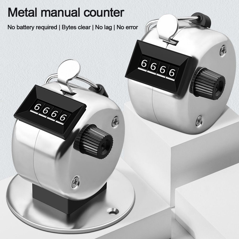 

Portable 4 Digit Number Mechanical Counter Hand Held Metal Manual Counting Tally Counter Warehouse