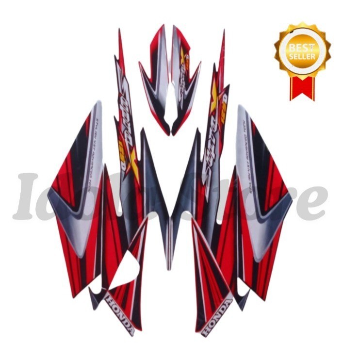 Stiker Striping List Body Supra X 125 D 2006 MErah Htam Standar Motor Honda Supra X 125 D 2006