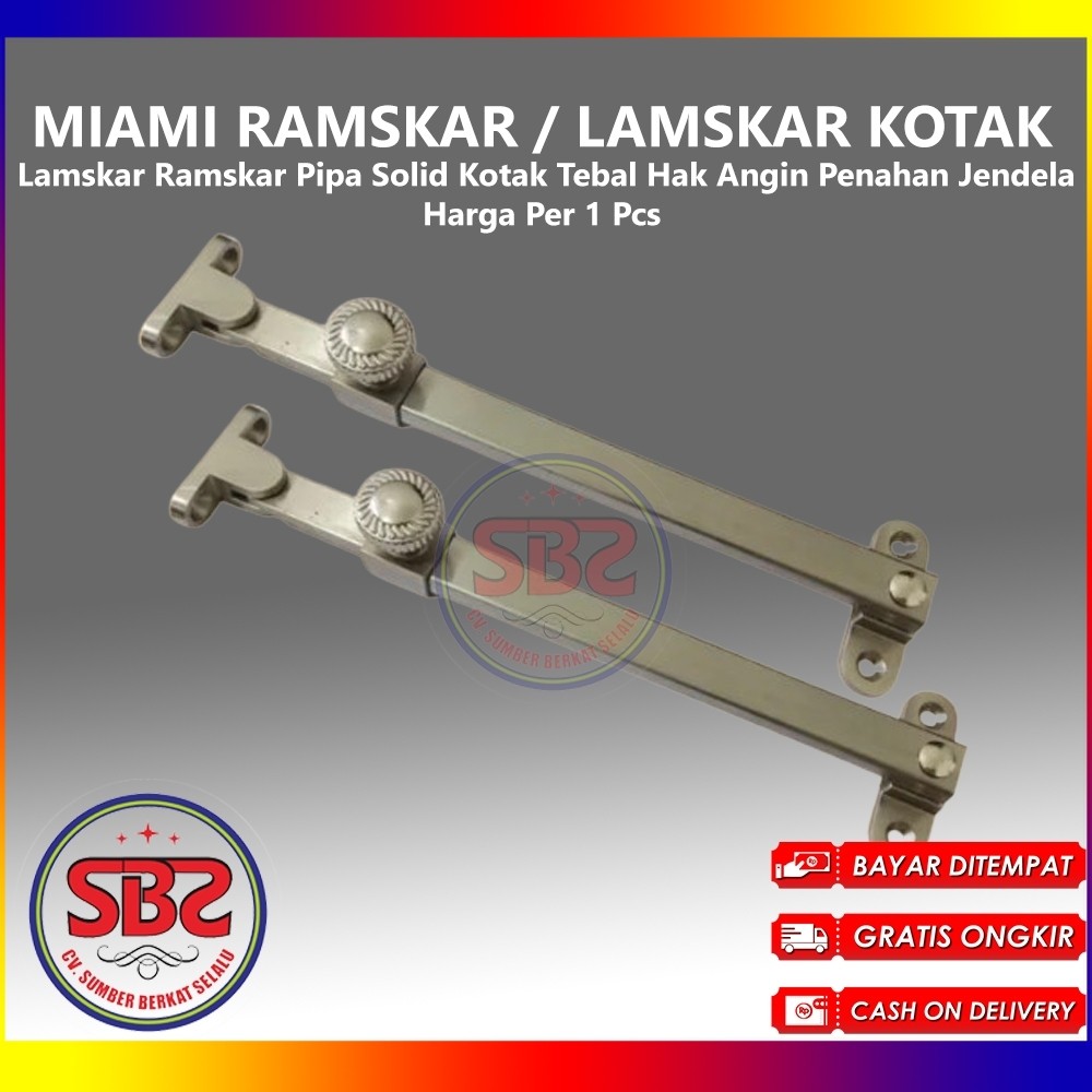 MIAMI Lamskar Ramskar Kotak Solid Tebal Hak Angin Penahan Jendela