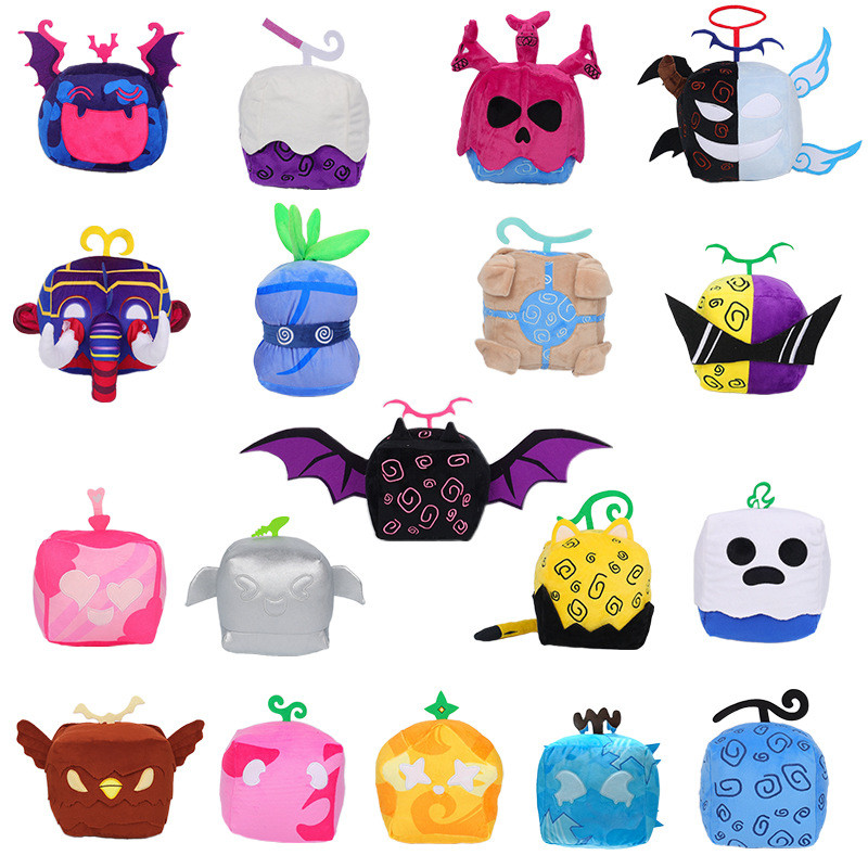 15-19cm Hot Blox Fruits Anime Game Plush Fruit Leopard Pattern Box Stuffed Dolls Fruits boxeing Chil