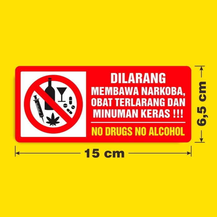 

Label Sticker Sign No Drugs No Alcohol Stiker Dilarang Membawa Narkoba, Obat Terlarang dan Minuman Keras