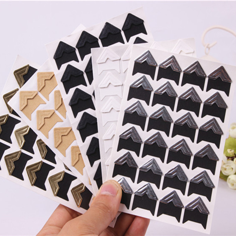 

48Pcs Corner Photo Sticker DIY Vintage Corner Kraft Paper Stickers for Photo Album Frame Deco Scrapbooking Picture Protect Decor