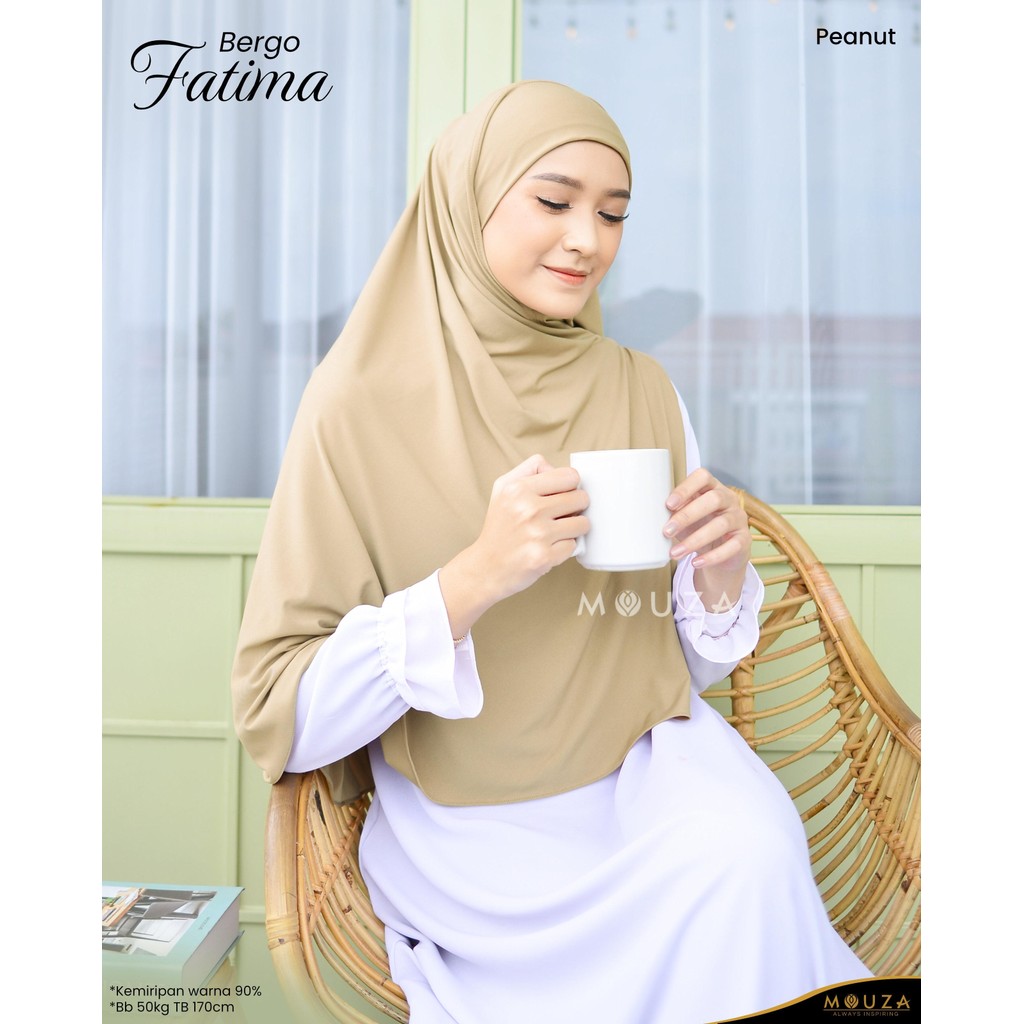 Bergo Hijab Muslimah Fatima Kerudung Instant Bahan Jersey adem dan jatuh  By Mouza
