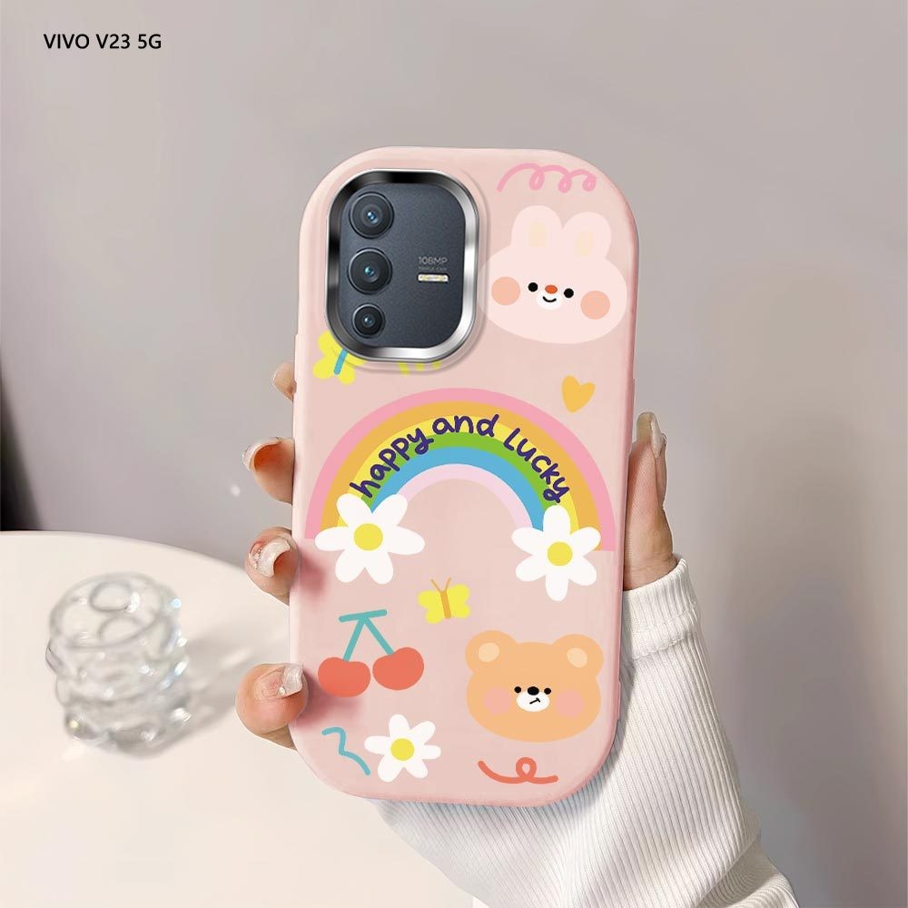 Softcase Untuk Vivo V23 5G V20 Pro V15 S1 IQOO Z9X 5G Rainbow Back Cover Case Soft Original Liquid S