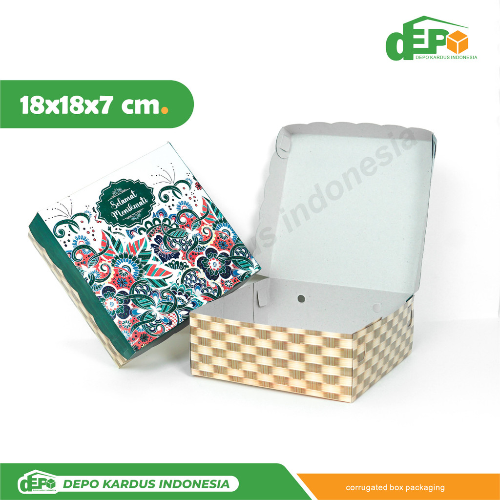 

Box 18x18x7 -R8 (Paket 10 pcs) Kardus/Karton/Duplex/KotakNasi/Berkat/Tinggi7