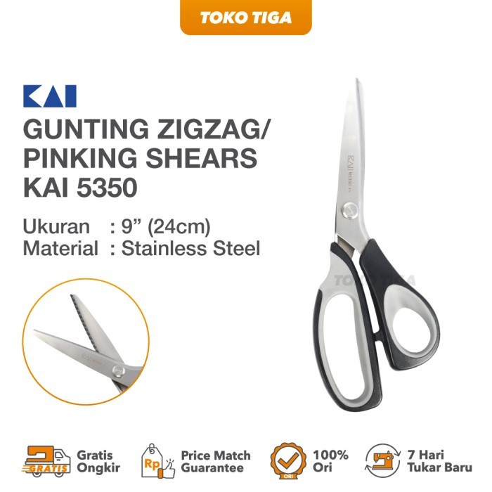 

Gunting Kain Zig Zag / Zig-Zag / Gerigi KAI N-5350 9 Inch Japan Pinking Scissor Carbon Stainless