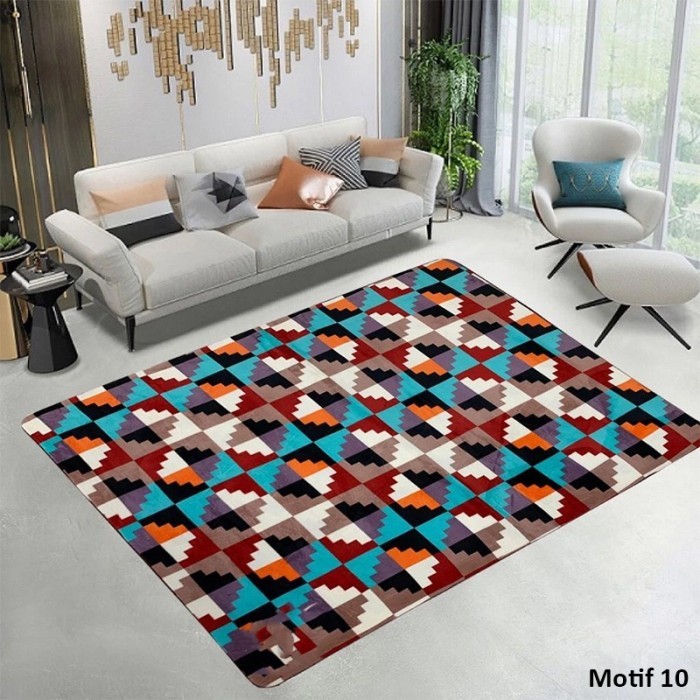✨F.SK✨ - TERBARU Karpet Arizona Turkey 190x260 cm Tebal Empuk Karpet Busa Premium - Motif 10, 95x140
