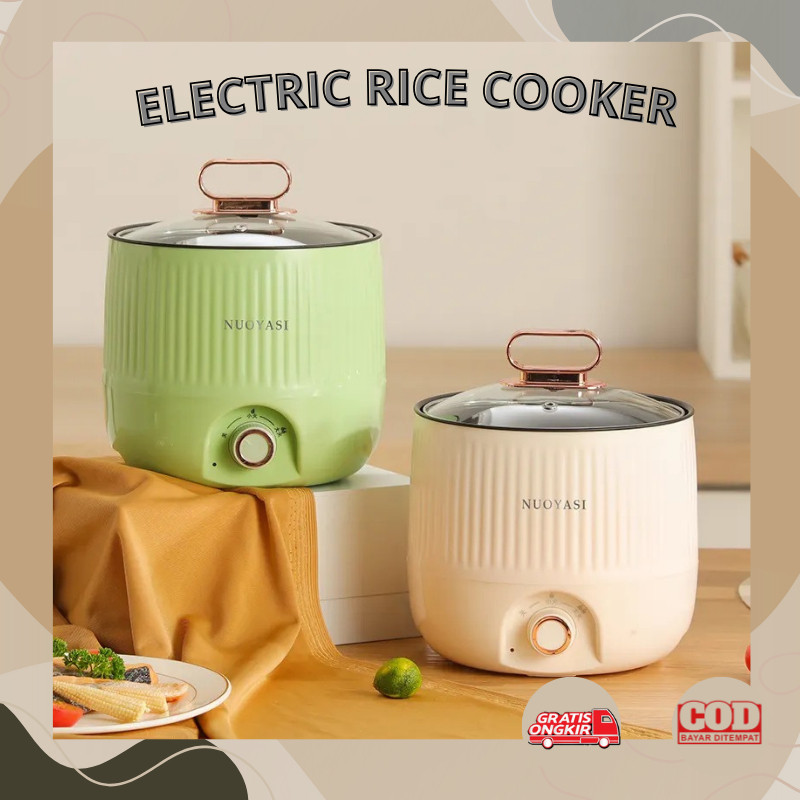 Panci Masak Listrik Multifungsi 1,8L Penanak Nasi Listrik Antilengket, Peralatan Masak Hot Pot