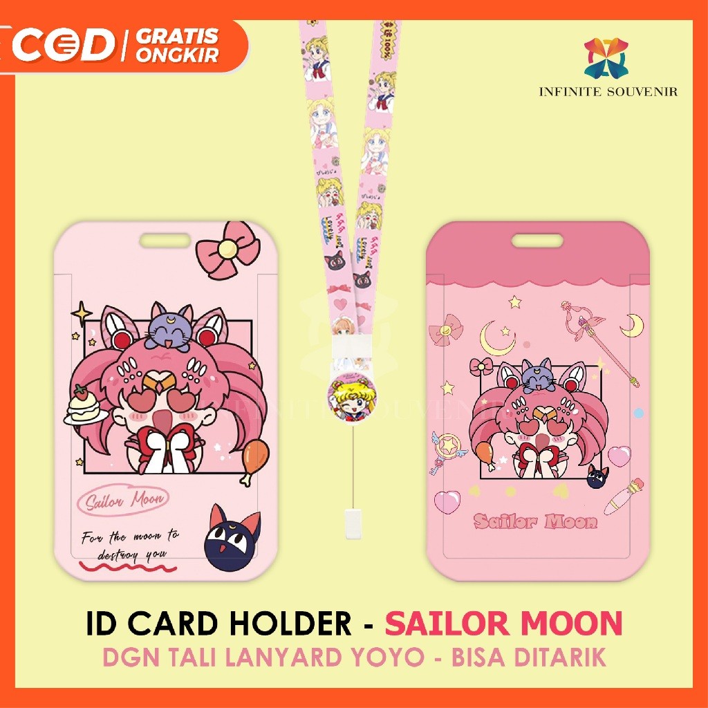 

(N017) ID Card Holder Tali Yoyo Sailor Moon / Nametag Yoyo Usagi Tsukino / Card Holder Yoyo / Card Holder Tali Bisa Ditarik