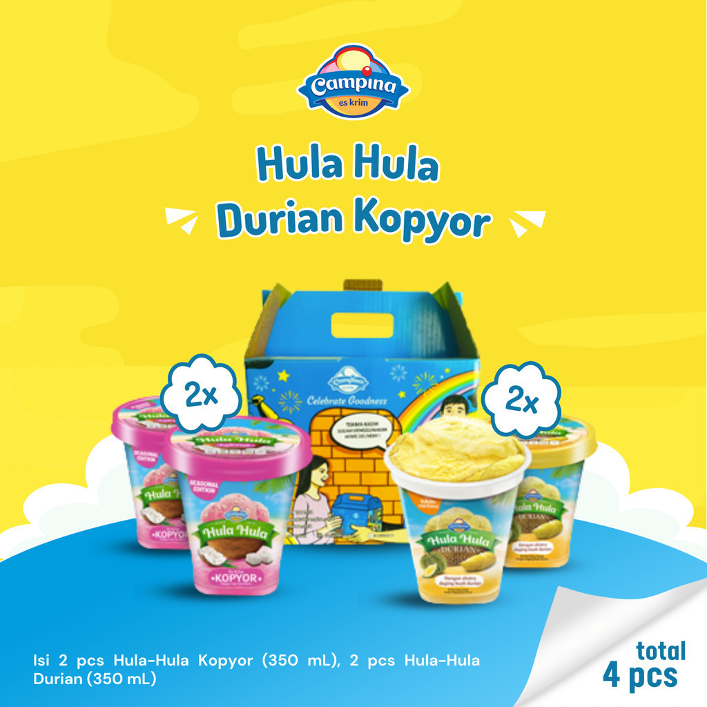 

Campina Hampers Hula Hula Durian & Kopyor 350ml - Es Krim