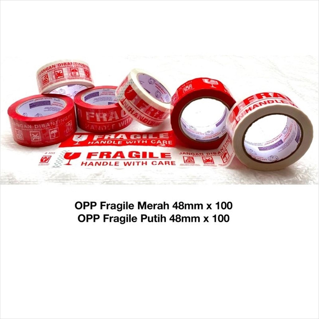 

(100 yard) Isolasi Solasi Lakban Fragile Jangan Dibanting Handle with Care Premium Termurah