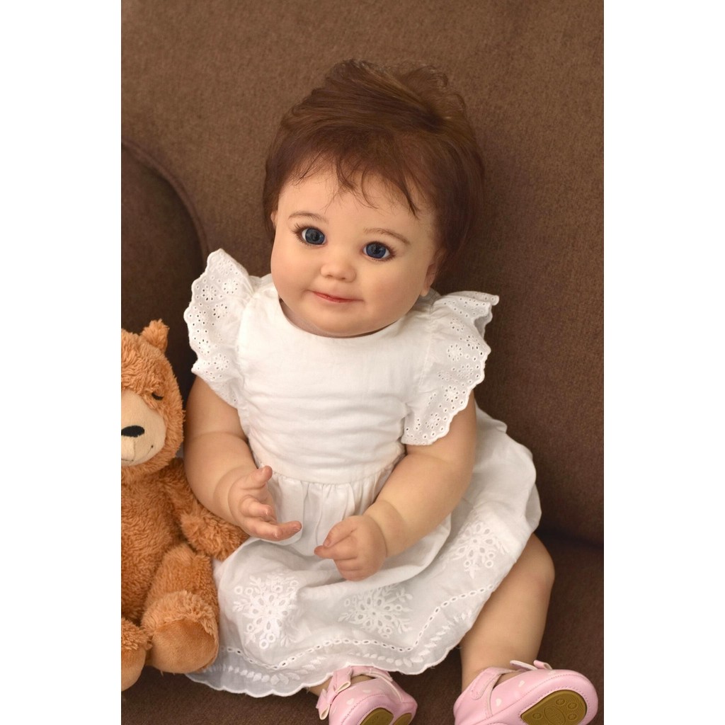 

Quality goods 60CM Huge Baby Reborn Toddler June Awake Lifelike 3D Skin Paint with Genesis Paint Toys For Adults Collectible