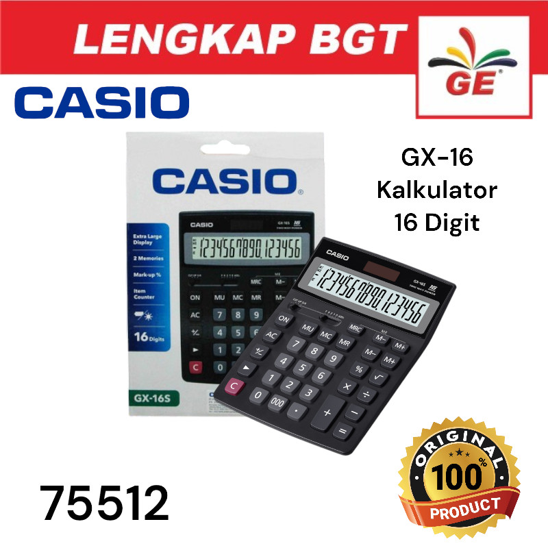 

Casio Kalkukator GX-16 16 Digit - 75512