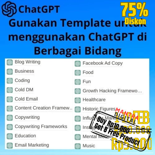 

[D01] ChatGPT Template untuk Education , Bisnis , Coding, Marketing, Copywriting dll Prompt AI Chatbox | Md2 1opy