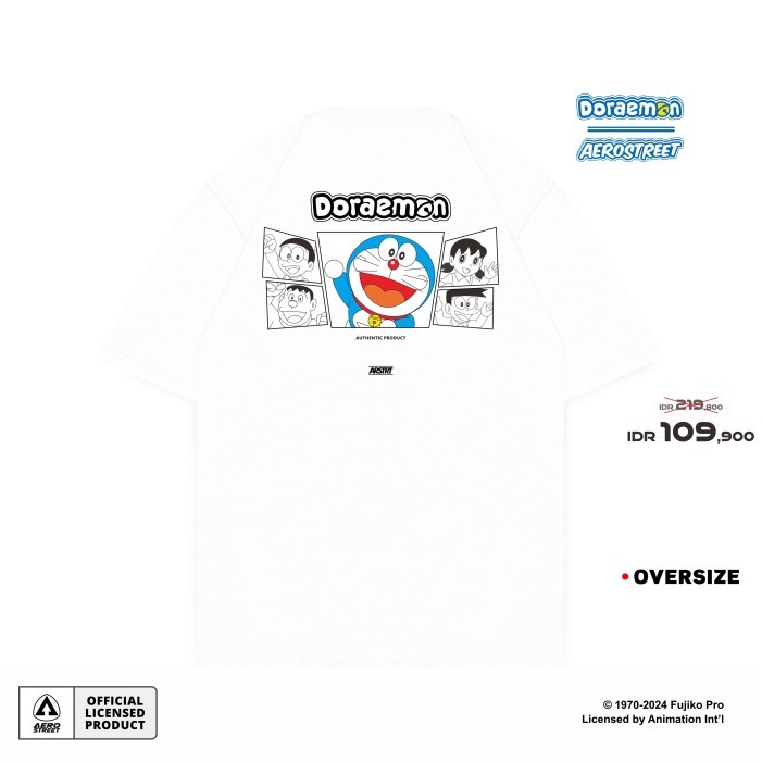 Baju Kaos Aerostreet T Shirt Oversize Miracle of Doraemon Off White Kaos FBDAA