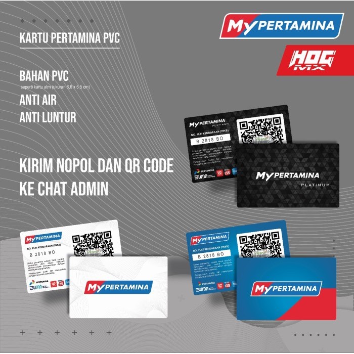 

Cetak Kartu My Pertamina Custom Bahan PVC Print UV Awet Anti Air dan Tidak Luntur Kualitas Terbaik