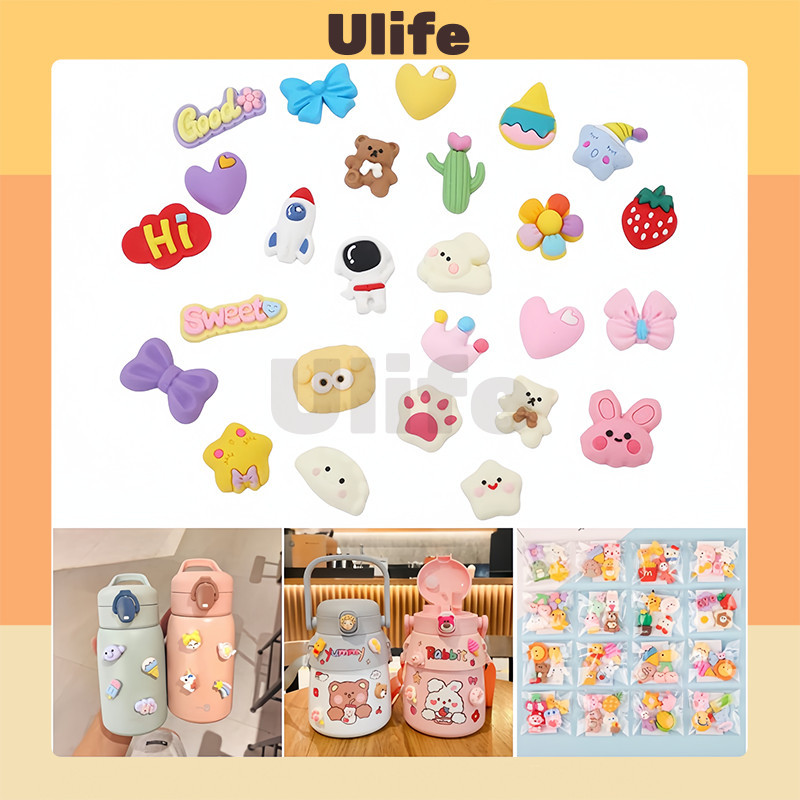 

[ 1 PACK / 4 PCS ] Stiker 3D Botol Minum / Stiker Botol Timbul / Stiker Botol 3D / Resin Clay / Cute Deco Sticker Botol Sandal Handphone