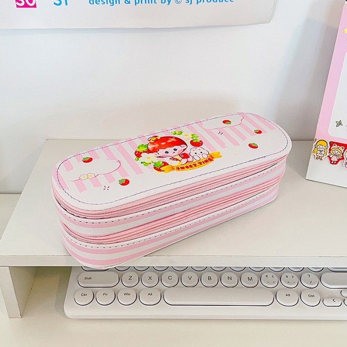 

Best[Promo] TOKKADO Megi Pencil Case Kotak Pensil Besar Dua Tingkat Sekolah Lucu - Pink Sweet