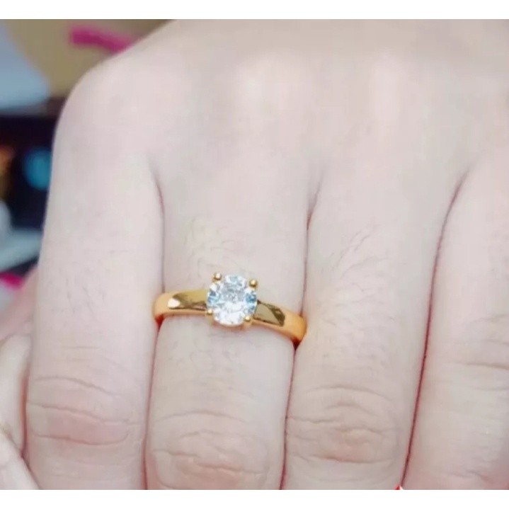 accecoris wanita cincin warna emas 23k titanium mewah dan anti karat