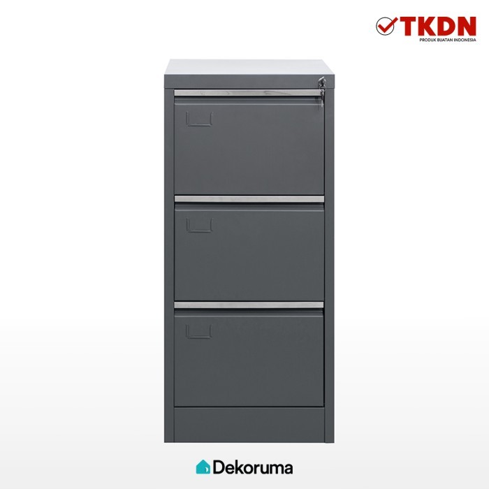 Dekoruma Lemari Arsip Besi 3 Tingkat / Filing Cabinet Metal 3 Susun / Loker Kabinet Dokumen Kantor d