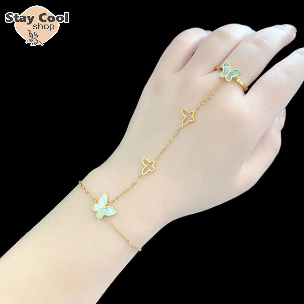 Gelang Sambung Cincin Titanium Rantai sambung kupu kupu - Staycool Shop
