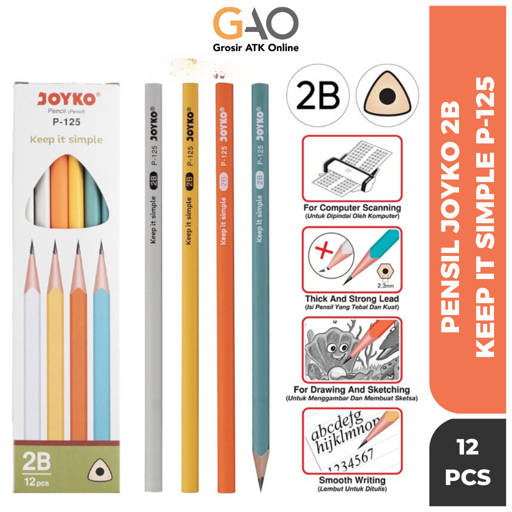 

( 12 Pcs ) Pensil Joyko 2B 1 Box P-125 / Pencil Joyko 2B 1 Pack 12 Pcs