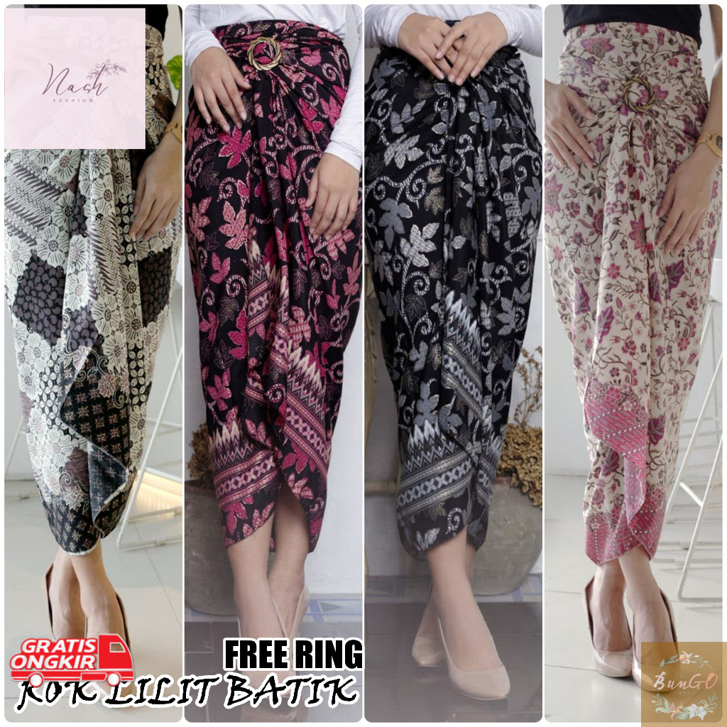Rok Terkini / ROK LILIT BATIK BAWAHAN KEBAYA KAIN SERUT INSTAN FREE RING