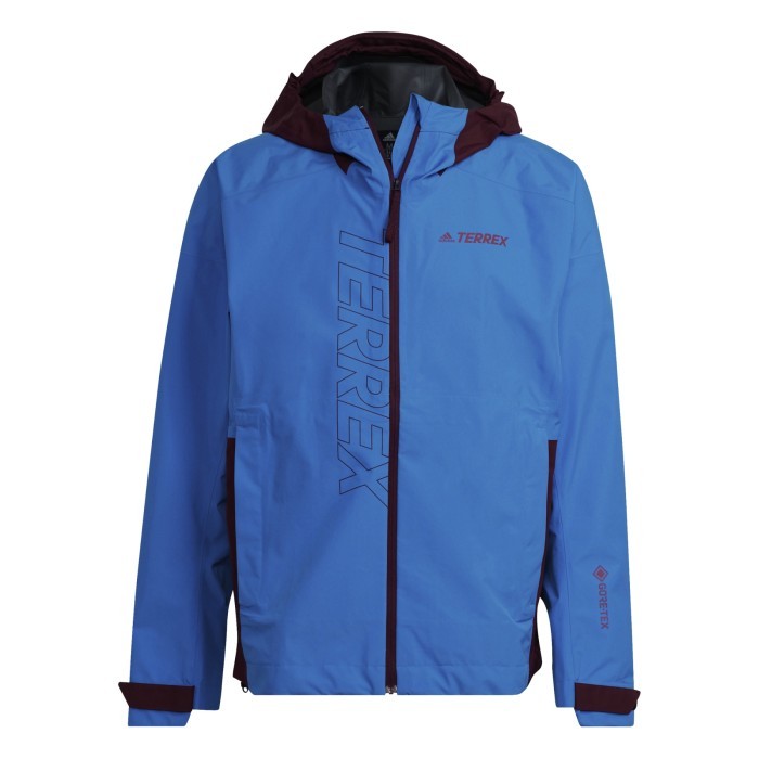 ✨TERLARIS - Jaket Waterproof Adidas Terrex Goretex Paclite Rain Jacket Lightweight - Blue Shadow Red