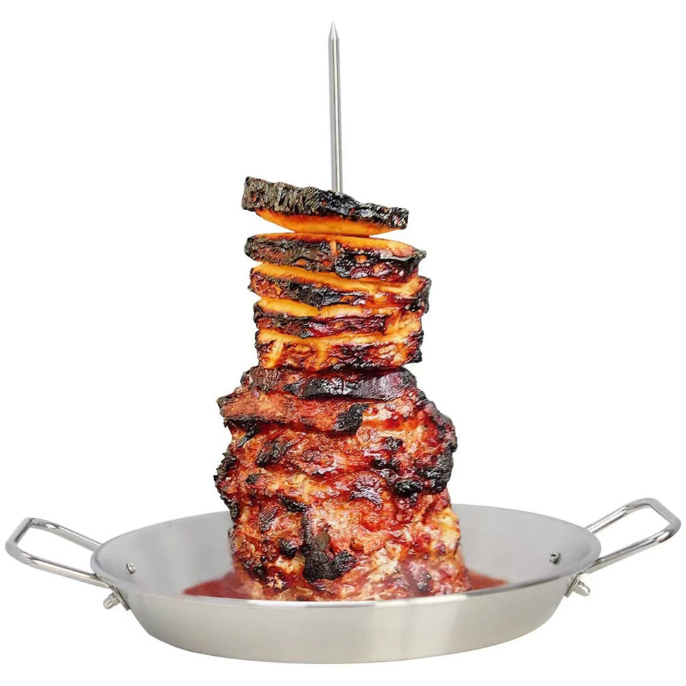 Vertical Skewer Gyros- BBQ Grilling Accessory Metal With 3 Removable Spikes Kabobs Shawarma Chicken 