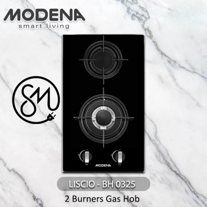 Kompor Gas Tanam Modena BH 0325 2 Tungku BH0325 HOB LISCIO Vertical