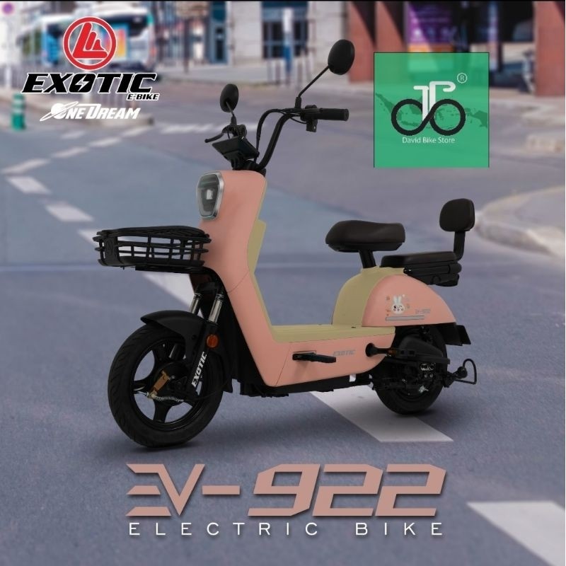 Sepeda Listrik Exotic EV-922 17 Inci - Hitam, Putih, Merah - Kapasitas Baterai 500Wh