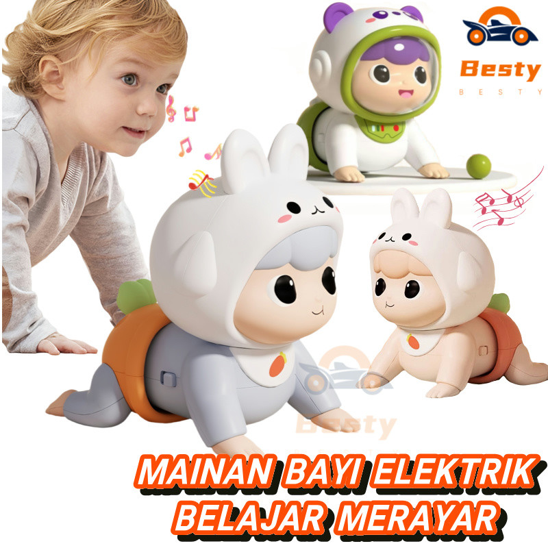 Besty Boneka Bayi Mainan Bayi Merangkak Boneka Mainan Bayi Crawling Doll Musik Boneka Merangkak