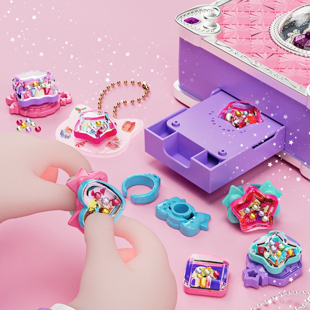 

3D Sticker Machine Jewelry Making Kit Child Crafts Handmade Ring Magic Book DIY Sticker Toy Colorful Beads DIY Sticker Mark Toys