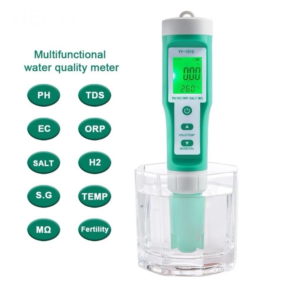 YY-1010 10 in 1 YY-1101 7 in 1 DIgital PH Meter Tds Tester Digital ORP EC Salinity H2 S.G Suhu MQ Ke