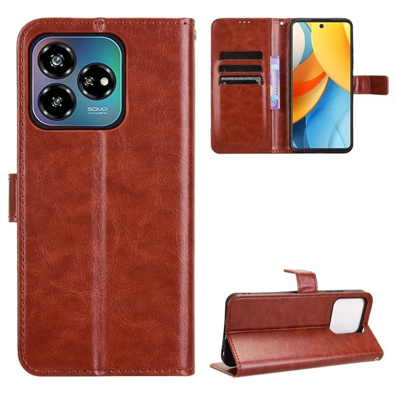 Casing HP ZTE Axon 60 Lite Case Bahan kulit sapi mewah asli Cover Skin Holder Stand for ZTE Axon 60 