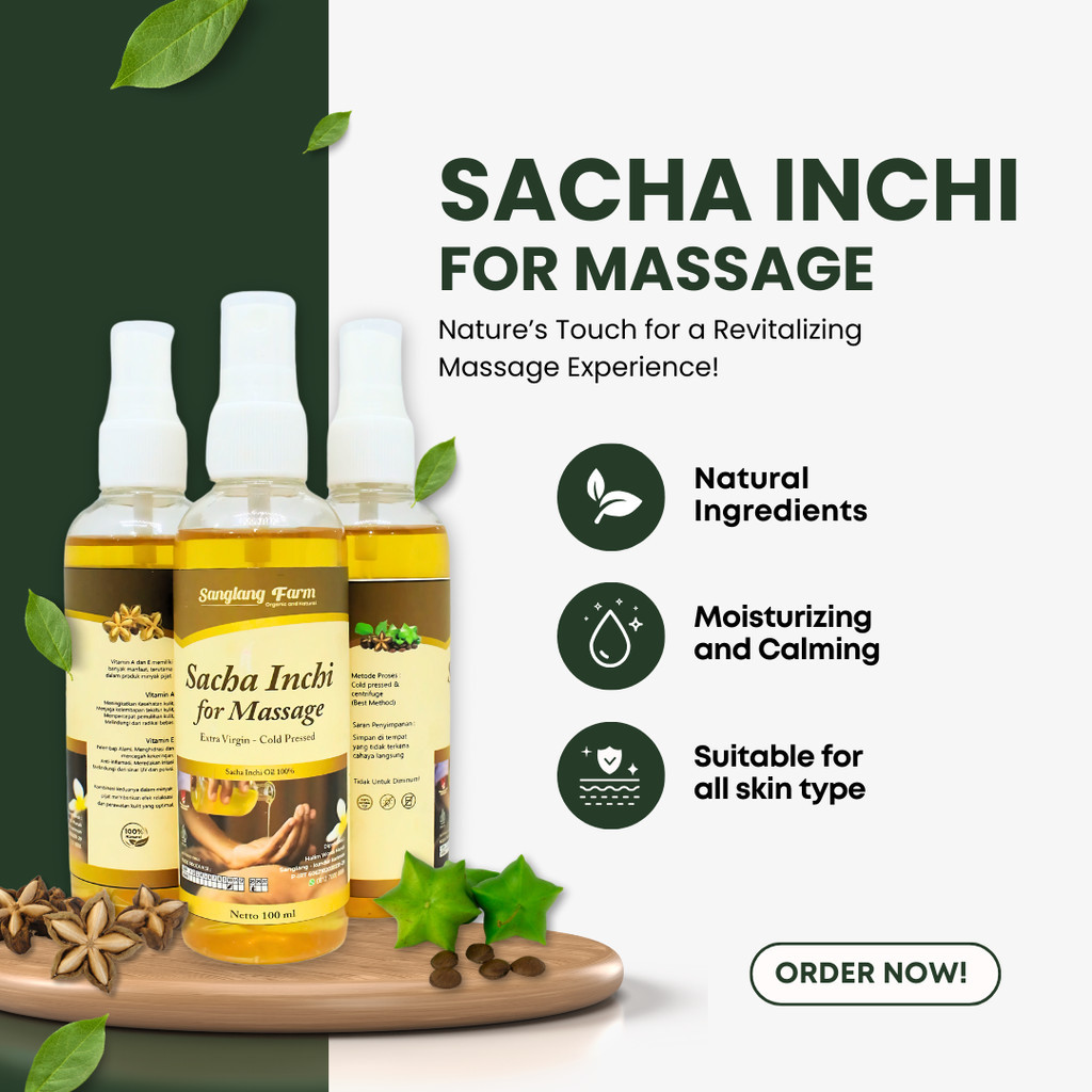 Minyak Pijat Sacha Inchi 100ml/Minyak Urut Sacha Inchi/Sacha Inchi Message Oil Extra Vitamin A dan E