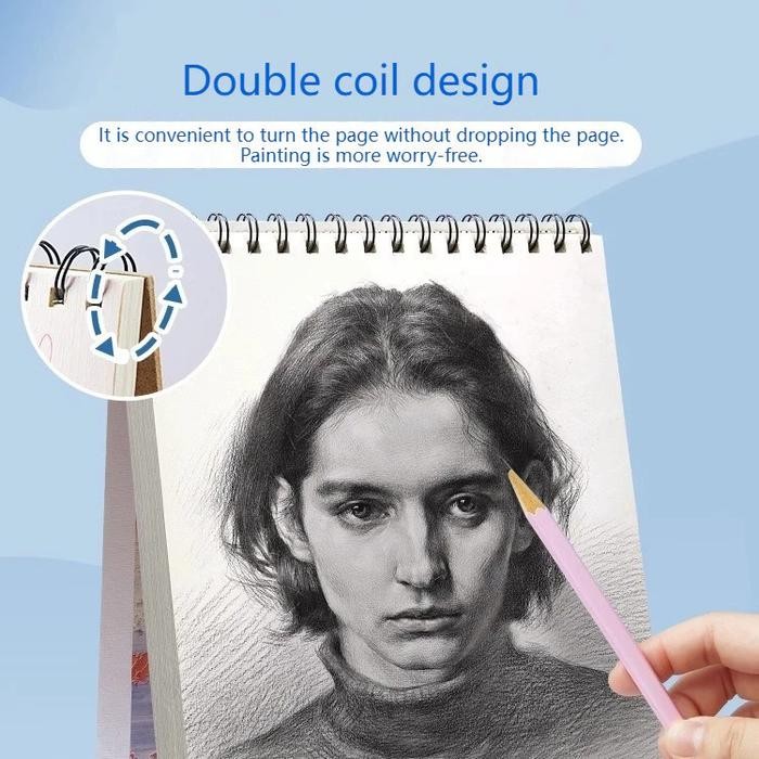 

TERLARIS! 【Upgrade】One+One Sketchbook A4 Aesthetic Buku Gambar Vertikal Jilid Spiral 60 Lembar/120 Halaman Stationery Paper - sunflower A4-60 sheets