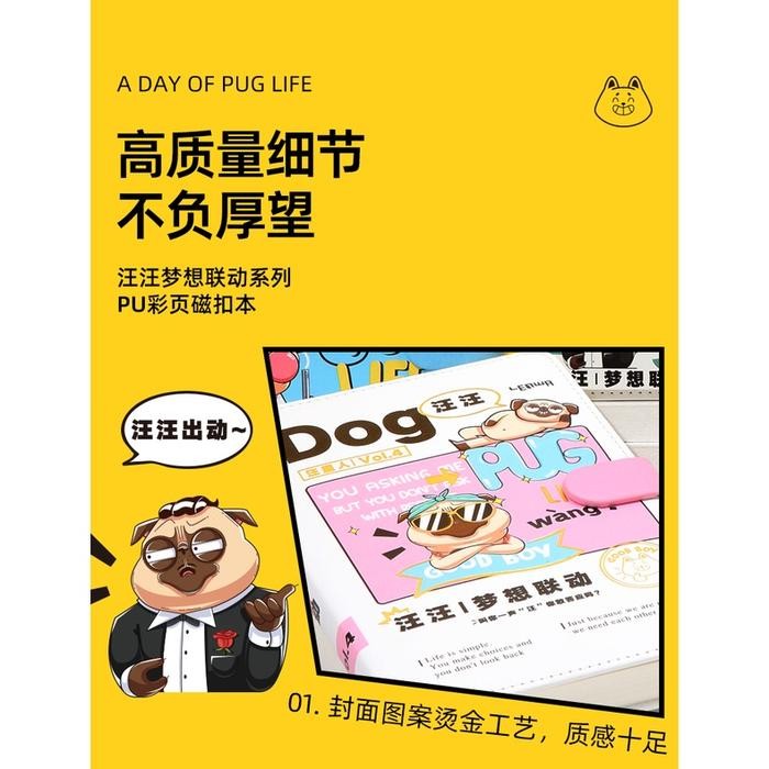 

TERLARIS! Diary Lenwa B6 PU Wang Dog Happy Stationery - Warna