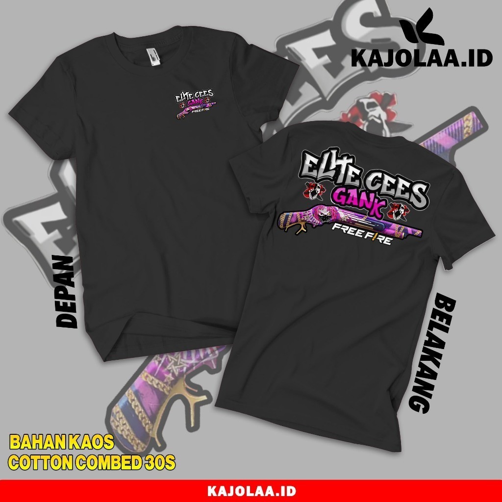 FF Elite Cees Gank Versi SG2 ungu - Kaos Distro Pria Cotton Combed 30s Bisa Bayar Di Tempat - ( cod 
