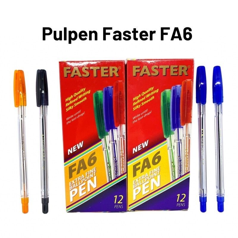 

Dalingshop [12 Bh] Pulpen Faster FA6, Pen Faster Hitam FA6, 1 Box Pcs