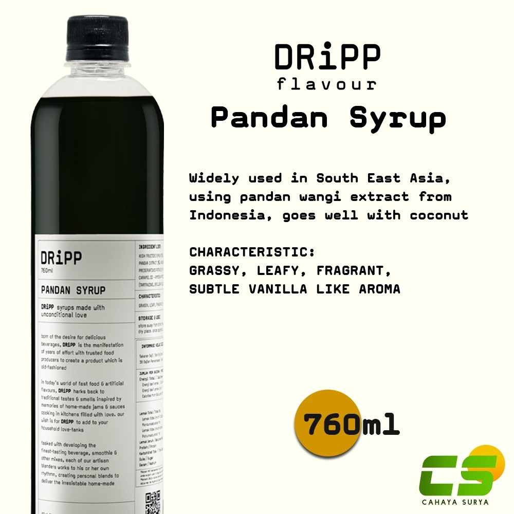 

Dripp Sirup / Syrup - Pandan Syrup 760 ml ( Sirup Pandan )