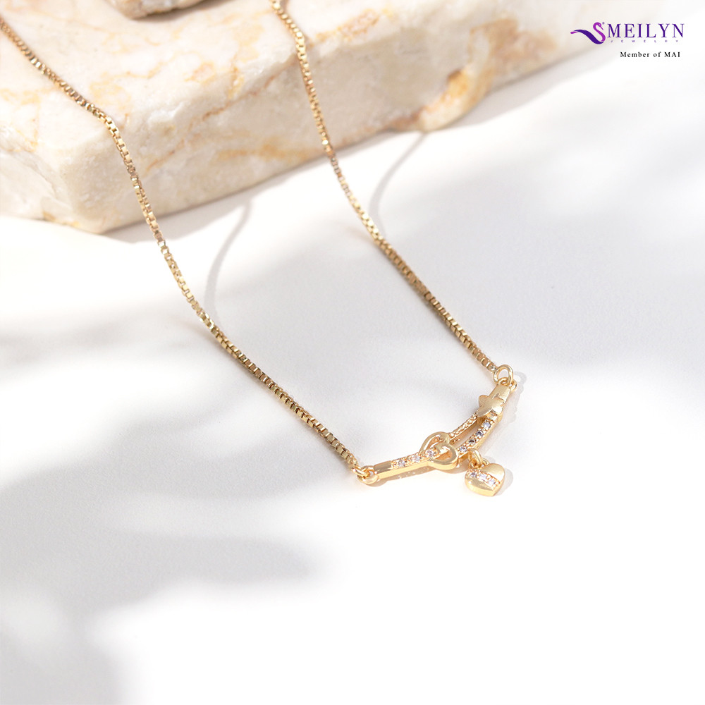 MEILYN Kalung Italy Kasual Permata Bandul Love Cantik Perhiasan Wanita Lapis Emas 0211210044