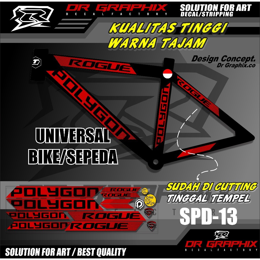 SPD-13 STIKER MOTIF BIKE POLET STRIPING ALL SEPEDA BMX POLYGON STIKER DI UDAH POTONG