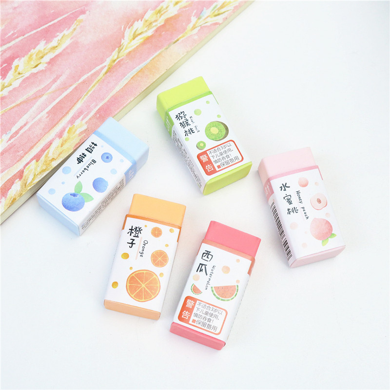 

5PCS cute fruit Erasers Student Stationery Candy Colored Pencil Eraser Wipe clean without hurting the paper