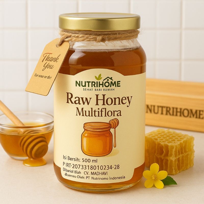 

Nutrihome - Madu Lebah Asli Multiflora 500 Ml Kemasan Botol Kaca Exlusive
