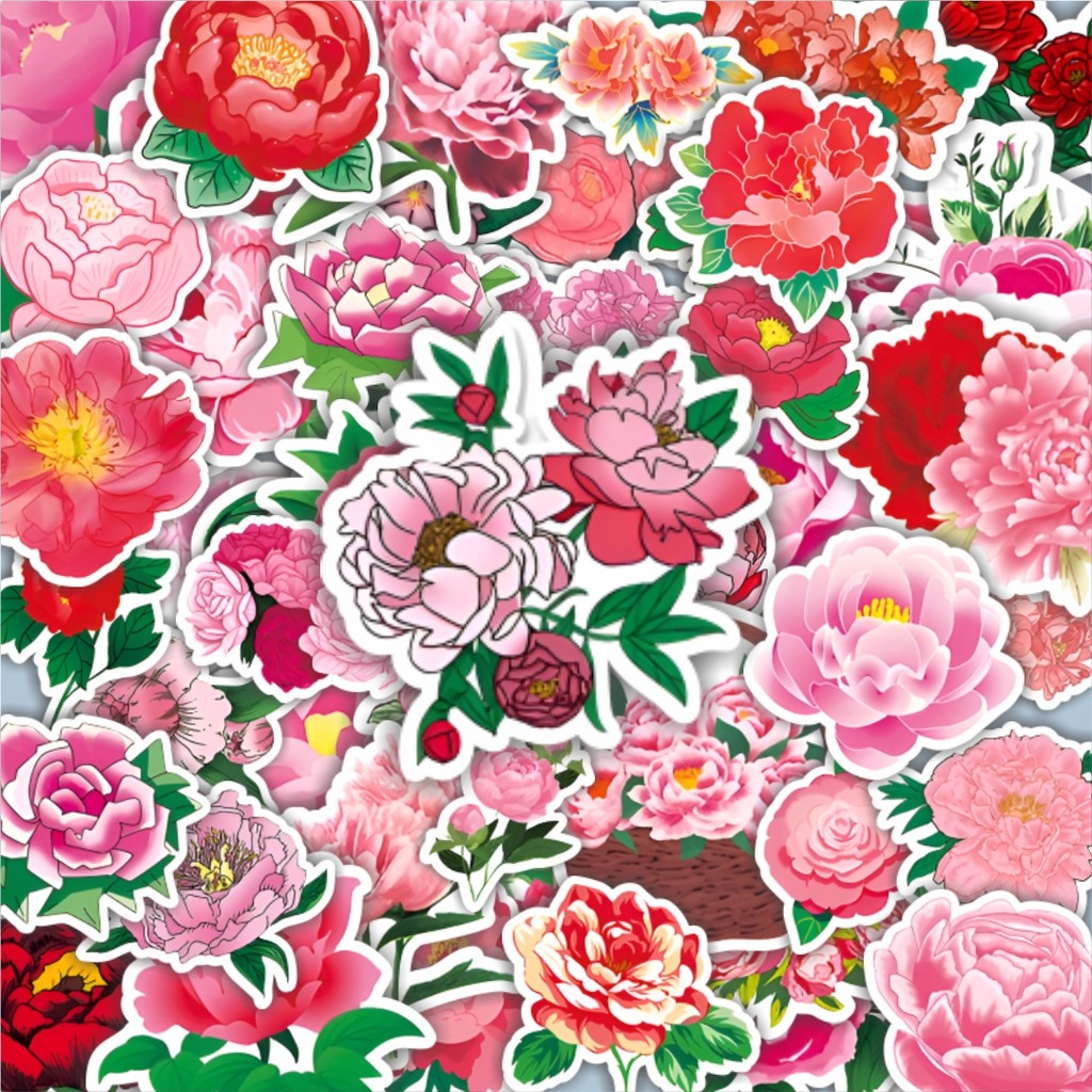 

100PCS Lucu Stiker Red Flower [Bunga Merah] Stiker Aesthetic Stiker Anti Air Stikers Berperekat Waterproof sticker decal buat Motor Helm Buku Journal Koper Casing HP Laptop Botol Minum Hadiah anak