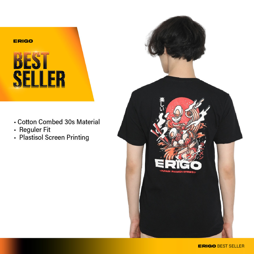 (COD) Erigo T-Shirt Ramen Street Black - Kaos Unisex