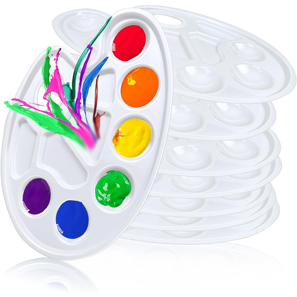 

3/8/10 Pack Oval Paint Tray Palettes with Thumb Hole,Plastic Paint Pallets for Student to Craft DIY Painting or Birthday