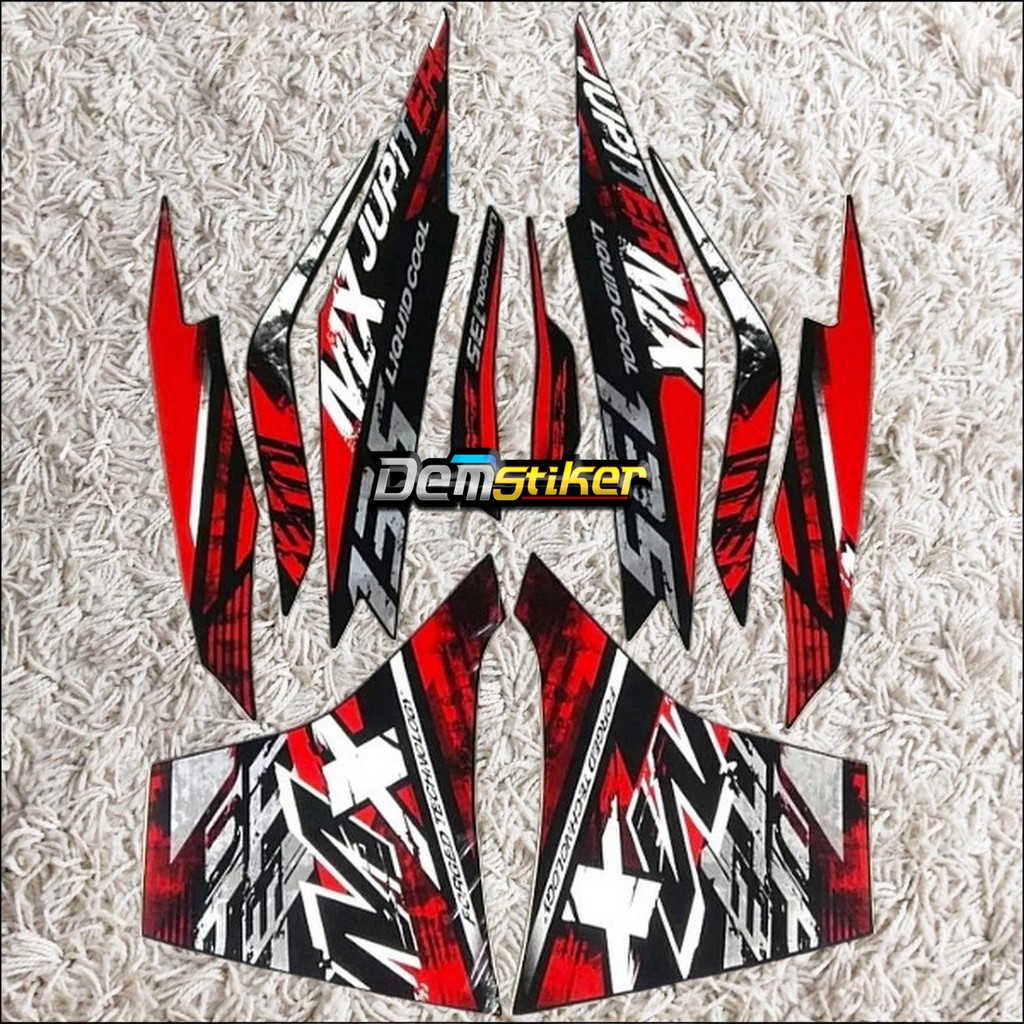 stiker striping lis motor yamaha jupiter mx 135 2014 mx new lis bodi standar merah hitam berkualitas